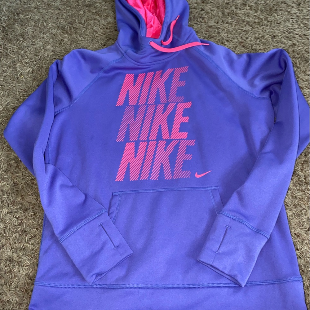 Nike purple and pink hooded therma fit sweatshirt